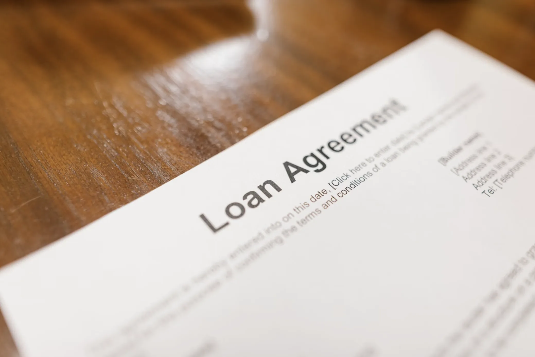 A loan agreement ready for review