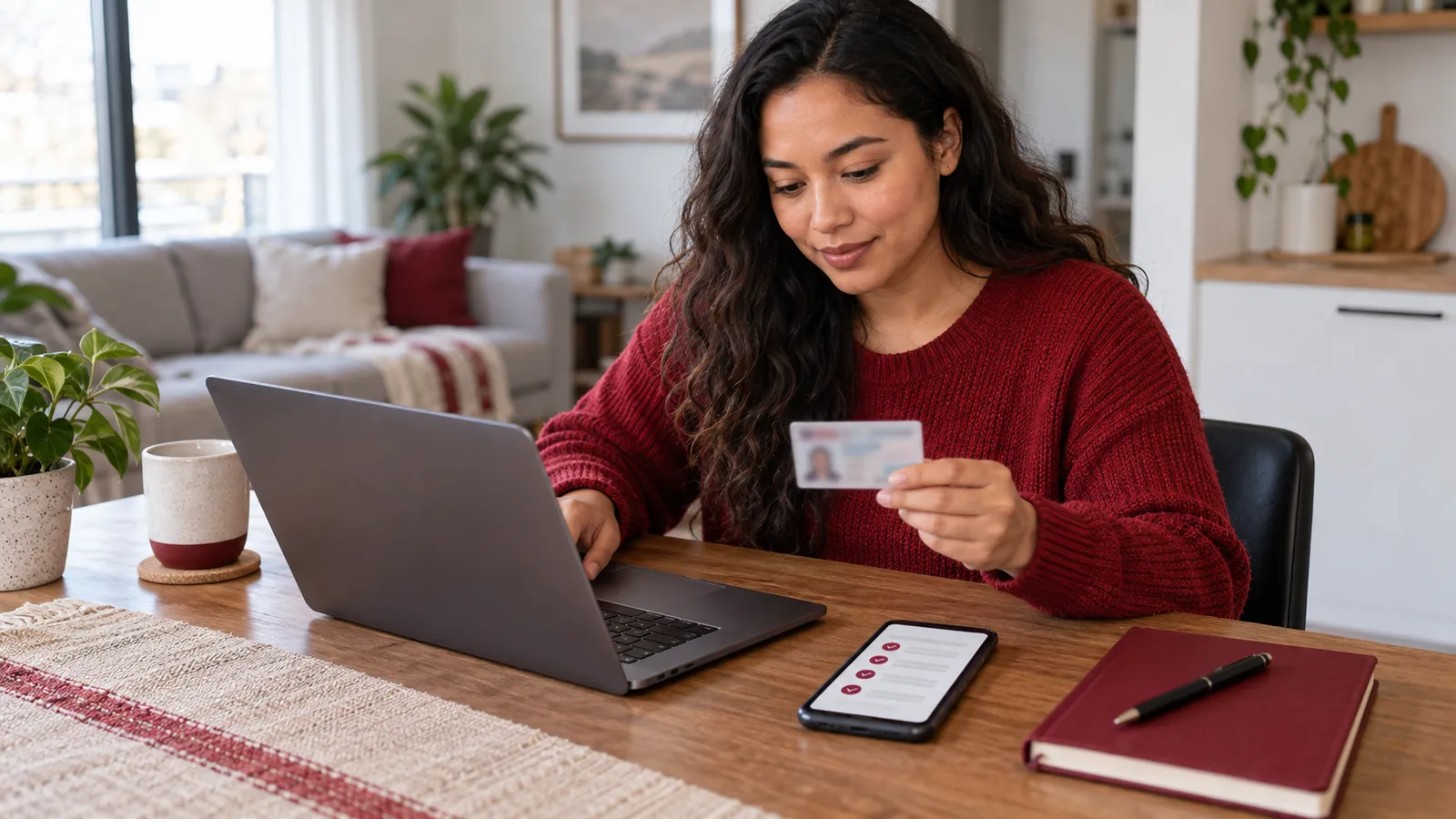 An applicant preparing identification for an online eligibility review